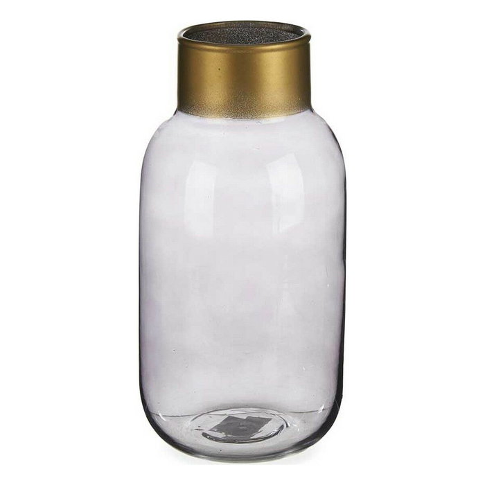 GIFTDECOR Jarrón Cristal Liso Oro Pequeño Antracita Gris y Oro GIFTDECOR Jarrón Cristal Liso Oro Pequeño Antracita Gris y Oro