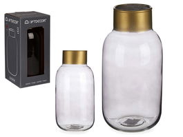 Giftdecor Jarron Cristal Liso Oro Pequeño Antracita 11.5x24x11.5 cm (Set de 6)