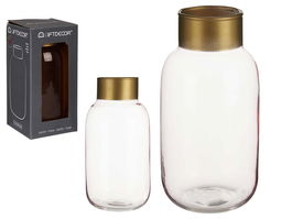 Giftdecor Jarron Cristal Liso Oro Pequeño Rosa 11.5x24x11.5 cm (Set de 6)