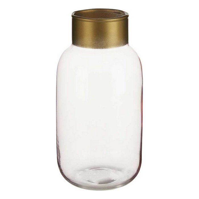 Giftdecor Jarrón de Cristal Liso Rosa y Oro