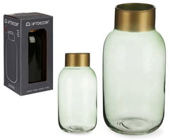 Giftdecor Jarron Cristal Liso Oro Pequeño Verde 11.5 x 24 x 11.5 cm (Set de 6)