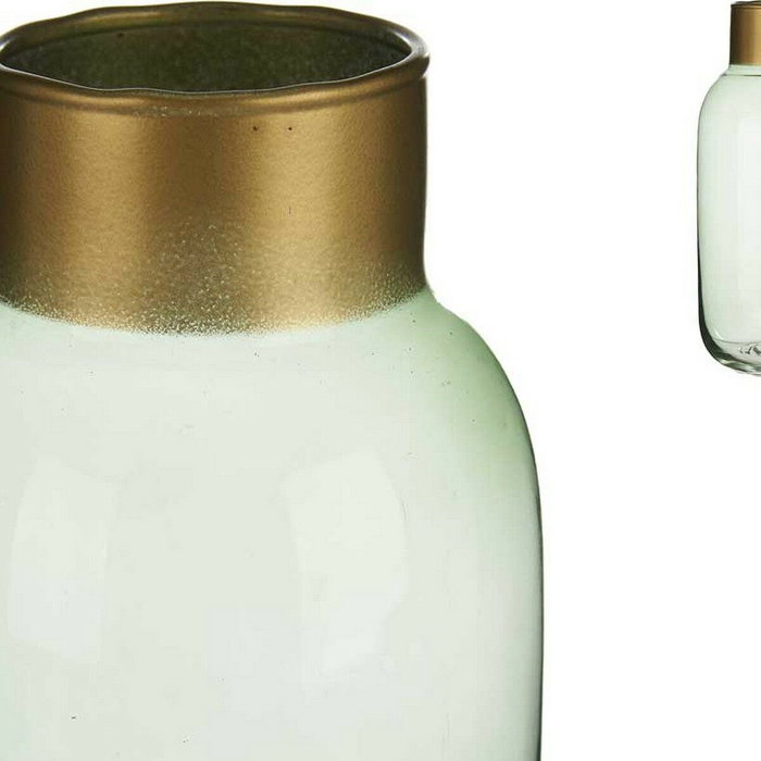 Giftdecor Jarrón de Cristal Liso Verde y Oro Pequeño Giftdecor Jarrón de Cristal Liso Verde y Oro Pequeño