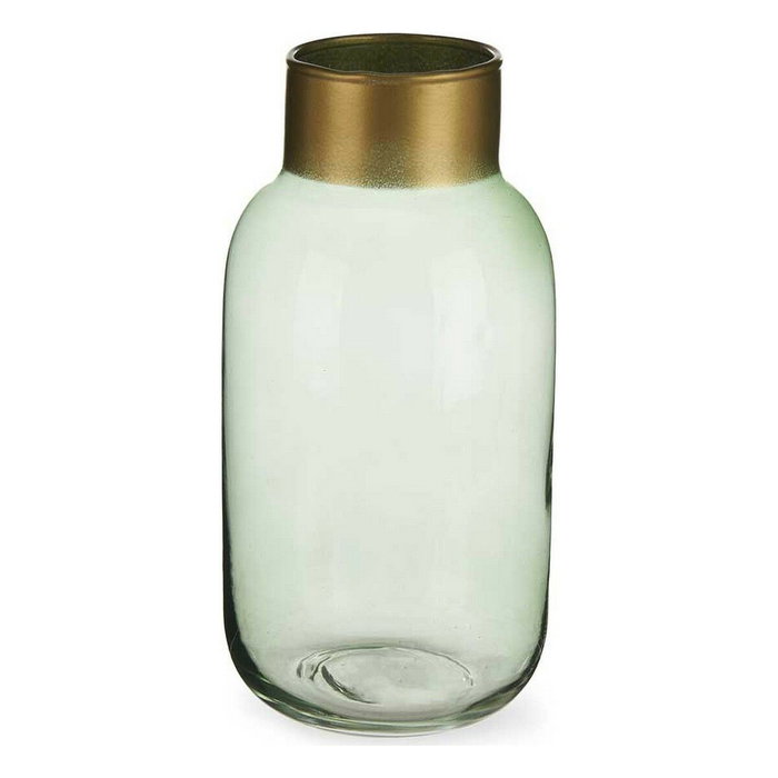 Giftdecor Jarrón de Cristal Liso Verde y Oro Pequeño Giftdecor Jarrón de Cristal Liso Verde y Oro Pequeño