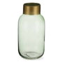 Giftdecor Jarrón de Cristal Liso Verde y Oro Pequeño