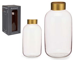 Giftdecor Jarron de Cristal Liso Oro Grande Champagne 14.5 cm x 29.5 cm x 14.5 cm (Set de 6)