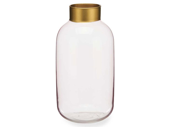 Giftdecor Jarron de Cristal Liso Oro Grande Champagne 14.5 cm x 29.5 cm x 14.5 cm (Set de 6)