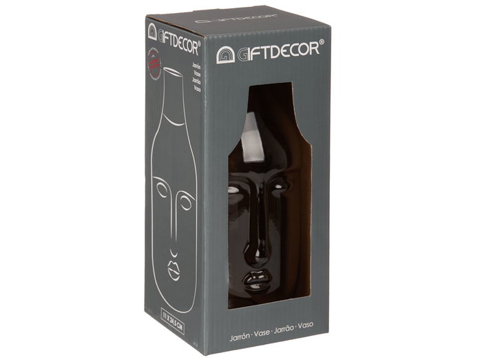 Giftdecor Jarron Cristal Cara Antracita 11 x 24.5 x 12 cm (Set de 6)