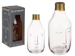 Giftdecor Jarron Cristal Cara Rosa 11 x 24.5 x 12 cm (Set de 6)