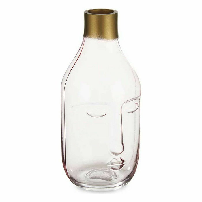 Giftdecor Jarrón Cristal Cara Rosa