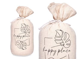 Giftdecor Tope Puerta Saco Happy Place Blanco 13 cm x 26 cm x 13 cm (Set de 6)