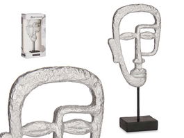 Giftdecor Cara con Base Plata Poliresina 19.5 x 38 x 10.5 cm (Set de 4)