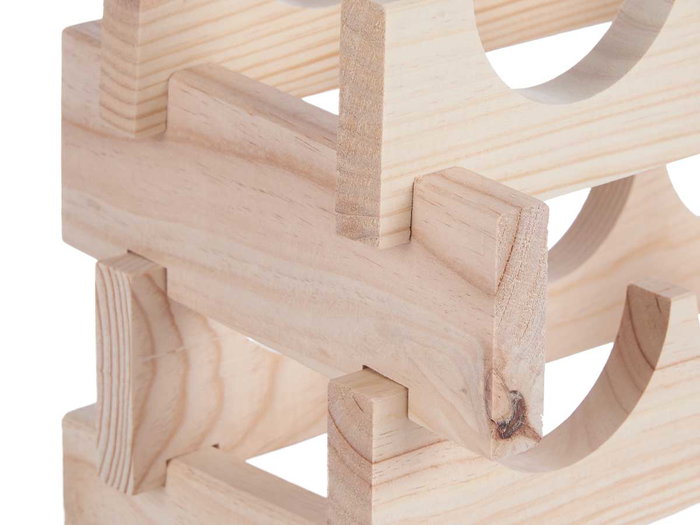 Kipit Botellero de Madera Apilable para 6 Botellas, Pino Natural, 36.5x7x15 cm