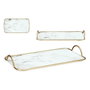 Bandeja Mármol Con asas Dorado Metal Blanco Vidrio (35 x 4 x 20 cm)