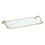 Bandeja Mármol Con asas Dorado Metal Blanco Vidrio (35 x 4 x 20 cm)