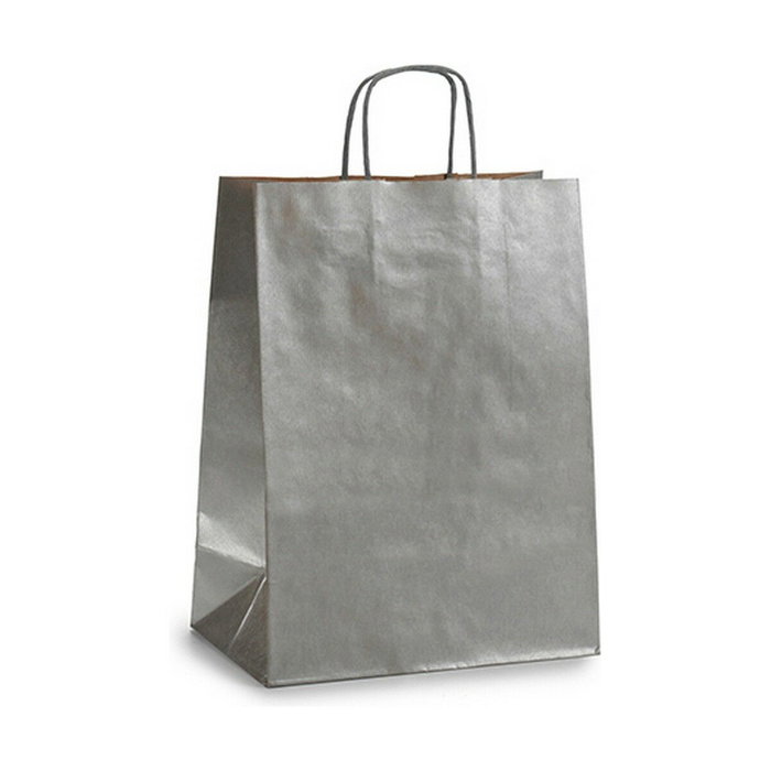 Bolsa de Papel Pincello Plateado Plata 24 x 12 x 40 cm 24 x 40 x 0,2 cm (25 Unidades)