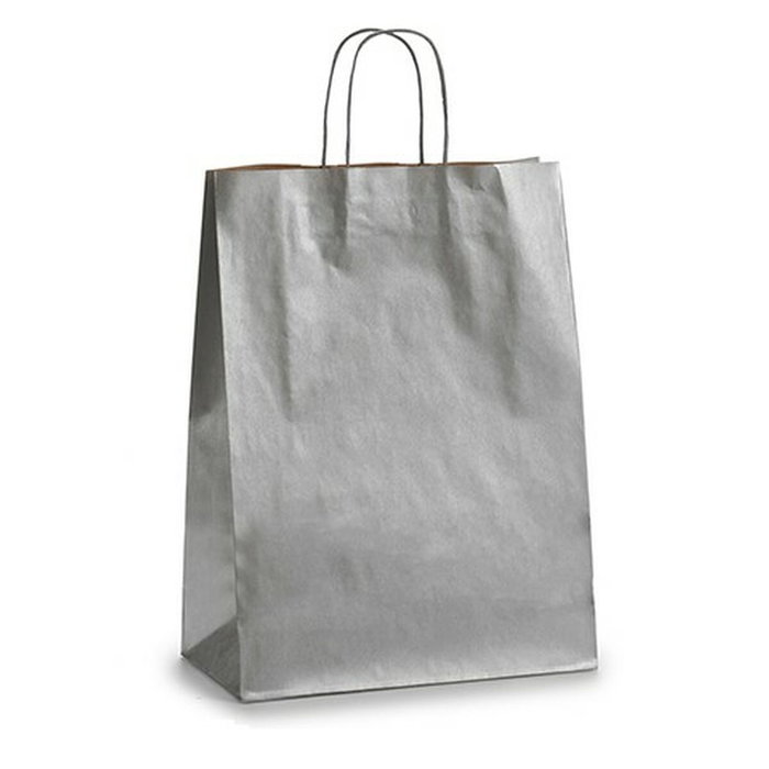 Bolsa de Papel Pincello Plateado Plata 12 x 52 x 32 cm (25 Unidades)