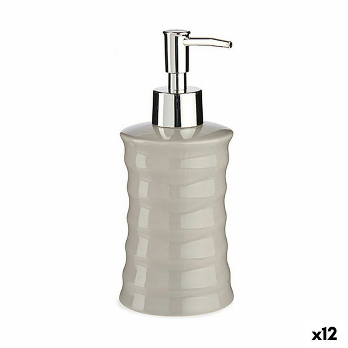 Dispensador de Jabón Berilo Gris Metal Cerámica Ondas 260 ml (12 Unidades)