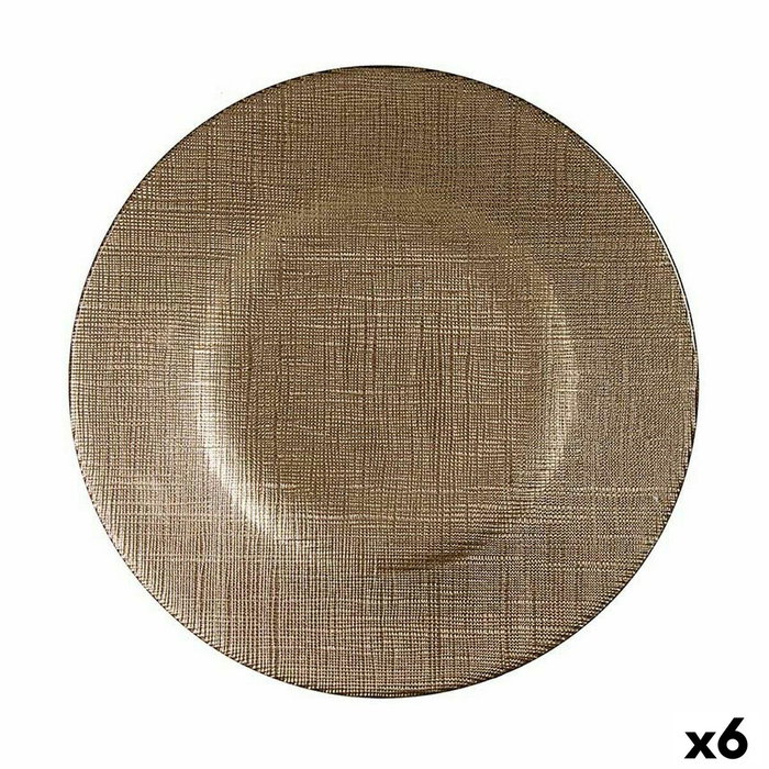 Plato Llano Vivalto 3239121P-5 Dorado Vidrio 21 x 2 x 21 cm (6 Unidades)