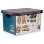 Caja de Almacenaje Kipit Vintage Plástico Estampado Vintage 22 L Con asas (12 Unidades)