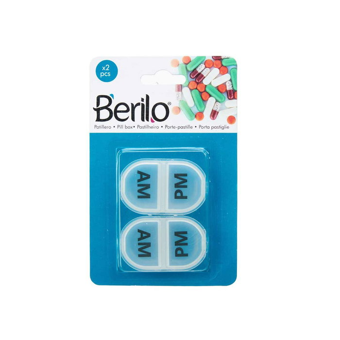 Pastillero con Compartimentos Berilo Transparente Plástico 11,5 x 18 x 2,2 cm Set (12 Unidades)