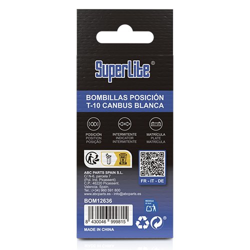 Abc Bombilla Posición 8 LED Blanca T10 SMD CAN-BUS CS12