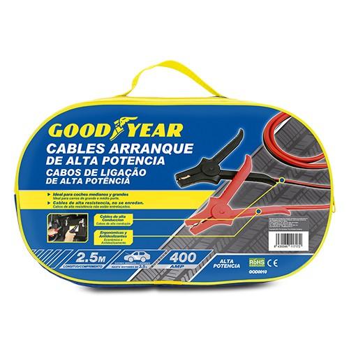 Good Year GOD0010 Cables de Arranque para Batería 400 Amp 2.5 Metros, Ideal para Coches Pequeños y Medianos hasta 3500 cc, Alta Conductividad, Pinzas Ergonómicas y Antideslizantes
