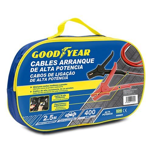 Good Year GOD0010 Cables de Arranque para Batería 400 Amp 2.5 Metros, Ideal para Coches Pequeños y Medianos hasta 3500 cc, Alta Conductividad, Pinzas Ergonómicas y Antideslizantes