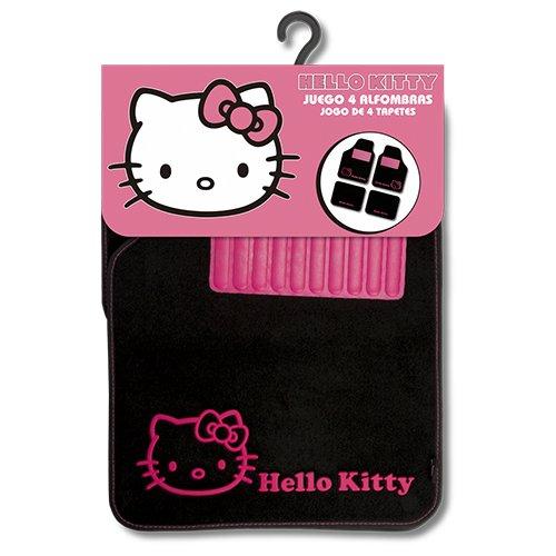 Hello Kitty Juego 4 Alfombras Coche Moqueta Negras Universales Antideslizantes KIT3013