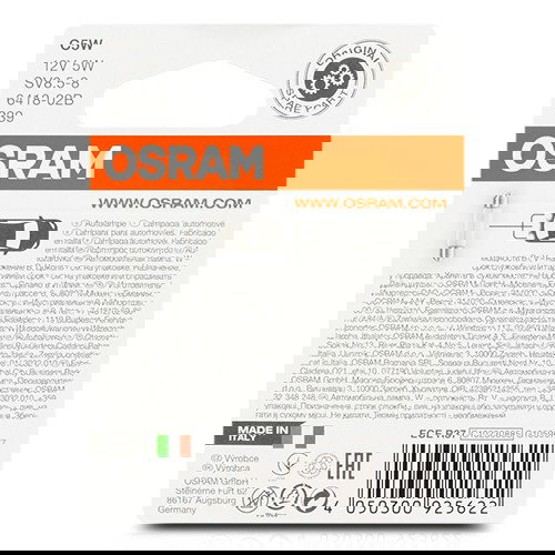 Osram 6418-02B C5W 12V 5W Bombilla para Matrícula, Posición e Interior