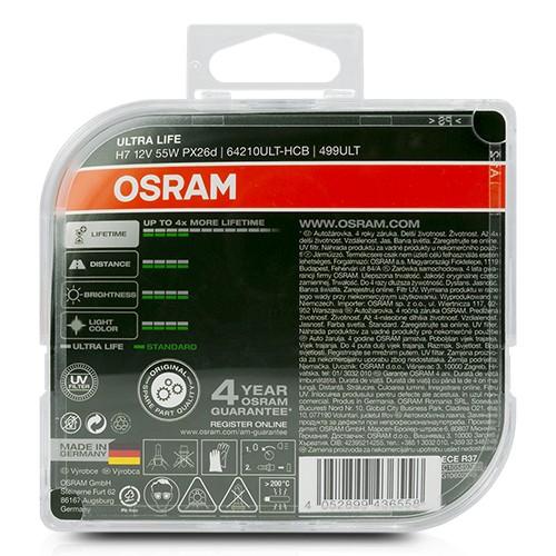 Osram OS64210ULT-HCB Lámpara Halógena H7 Ultra Life 12V 55W Duo para Faros Delanteros con 3 Años de Garantía