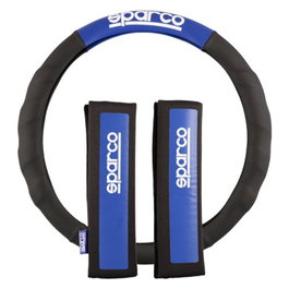 Sparco Funda de Volante y Almohadillas Negro/Azul CS10
