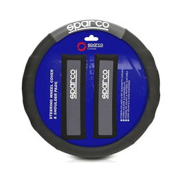 Sparco SPC1111KGR Funda Volante y Almohadillas Negro-Gris Polyester Antideslizante Lavable Universal Juego 2 Piezas