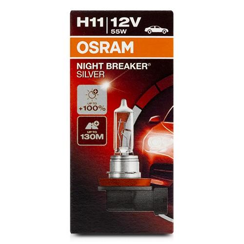 OSRAM H11 OS64211NBS Night Breaker Silver Bombilla 55W 12V 1350lm Luz Más Brillante 67mm 12mm 22.2g 350h B3 580h Tc PGJ19-2 13.2V