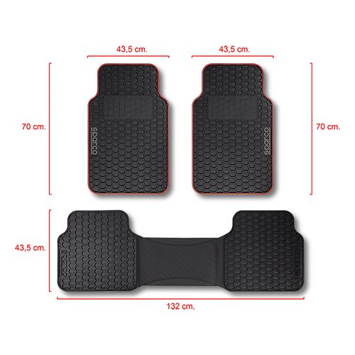 Abc Alfombra F500 Negro/Rojo PVC 3 Piezas CS4