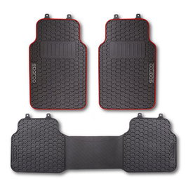 Sparco Alfombra F500 SPCF500RD Negro-Rojo Pvc 3 Piezas Universal