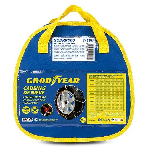 GODKN100 Cadenas de Nieve Metálicas 9 mm T100 - 2 Unidades con Tensor Automático, Patentadas, Rápidas y Fáciles de Instalar para Neumáticos 14-17 Pulgadas