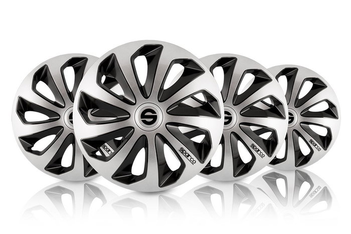 Sparco Tapacubos Sicilia Bicolor 15" Plata-Negro CS5 SPC1573SVBK 4 Unidades
