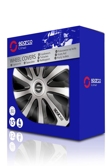 Sparco Tapacubos Sicilia Bicolor 15" Plata-Negro CS5 SPC1573SVBK 4 Unidades