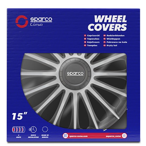 Sparco Tapacubos Torino 15 pulg Negro/Plata CS5 Sparco Tapacubos Torino 15 pulg Negro/Plata CS5