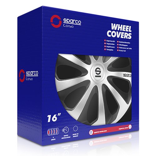 Sparco Tapacubos Sicilia Bicolor 16" Plata-Negro Cs5 SPC1673SVBK 4 Unidades