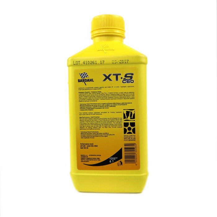 Bardahl Xt-S C60 5W40 Aceite Sintético para Motores de Moto, Máxima Protección y Rendimiento de Embrague