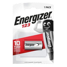 Energizer Pila Litio Foto CR123 3V para Alarmas, Cámaras Digitales, Linternas - EGBCR1231