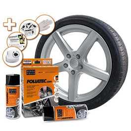 Foliatec FO2049 Kit Goma Líquida 2 x 400 ml, Acabado Removible Plata Metálico para Personalizar Llantas y Piezas de Tuning