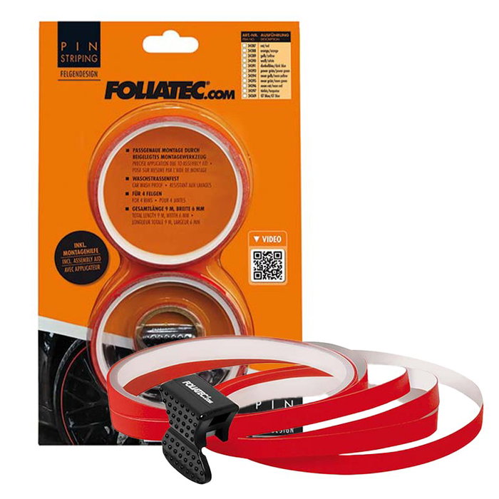 Foliatec Pinstriping para llanta Rojo 8,6 m x 6 mm Foliatec Pinstriping para llanta Rojo 8,6 m x 6 mm