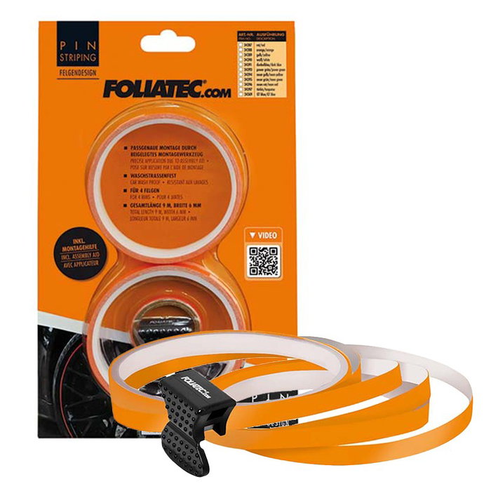Foliatec FO34388 Pinstriping Decorativo para Llantas, Color Naranja, 8.6 m x 6 mm, Vinilo de PVC Resistente al Lavado y la Intemperie Foliatec FO34388 Pinstriping Decorativo para Llantas, Color Naranja, 8.6 m x 6 mm, Vinilo de PVC Resistente al Lavado y la Intemperie