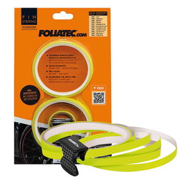 Foliatec FO34394 Cinta Vinilo Decorativa Pinstriping para Llantas, Color Neón Amarillo, PVC Resistente, 8.6 m (4 x 2.15 m) x 6 mm