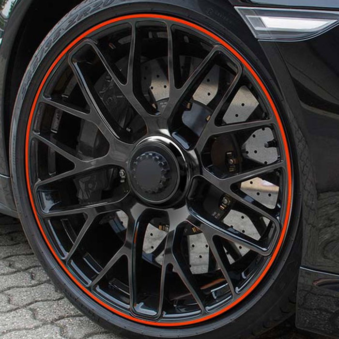 Foliatec FO34396 Cinta Vinílica para Llantas, Color Neón Rojo, 8.6 m (4 x 2.15 m) x 6 mm, con Ayuda de Montaje, PVC Resistente