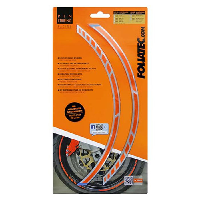 Foliatec Pinstriping Racing Naranja 14 Bandas de 7 mm x 41 cm Foliatec Pinstriping Racing Naranja 14 Bandas de 7 mm x 41 cm