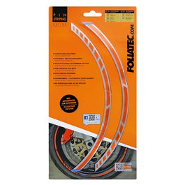 Foliatec FO34445 Kit Pinstriping Racing Naranja, 14 Bandas Vinilo Autoadhesivo de 7 mm x 41 cm para Carrocería y Llantas, Incluye Espaciador