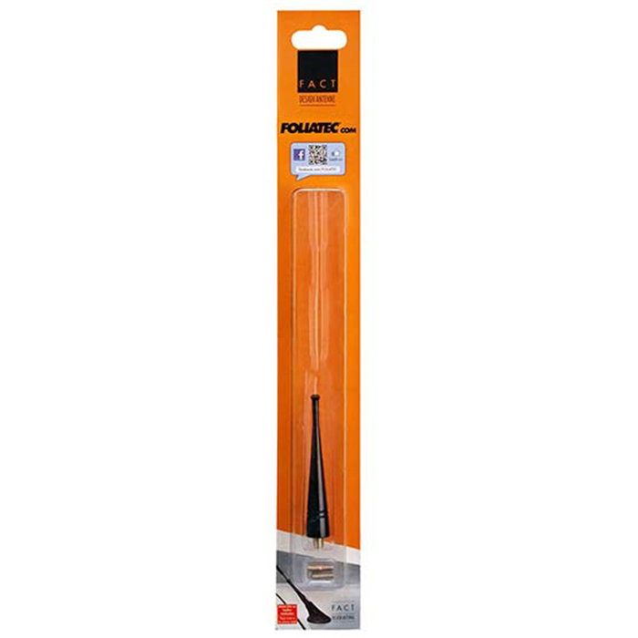 Foliatec FO34695 Antena Exterior Deportiva Negra Design Type Pin 2, 9 cm, para Mejorar Estética del Coche sin Perder Recepción Radio, Incluye Tornillos